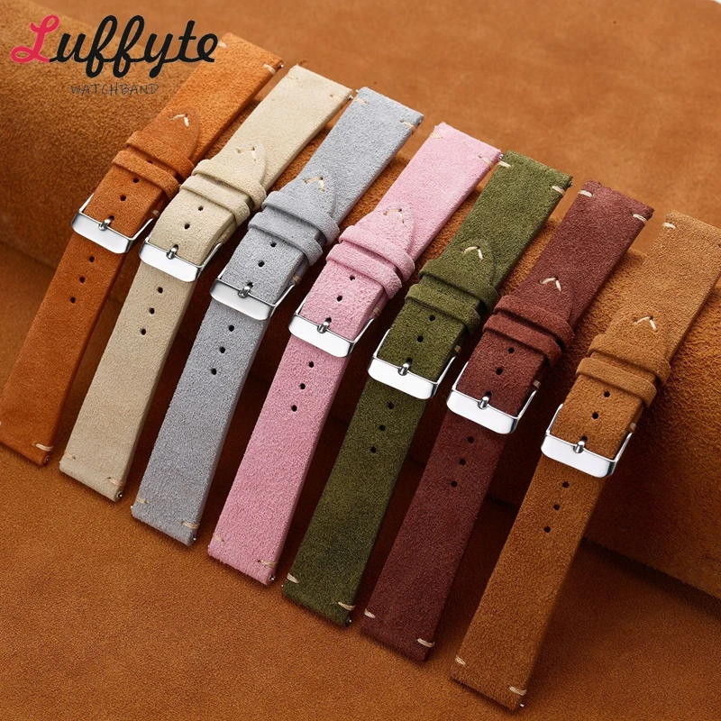 Suede Strap Watch - Pulseiras de relógio de couro genuíno
